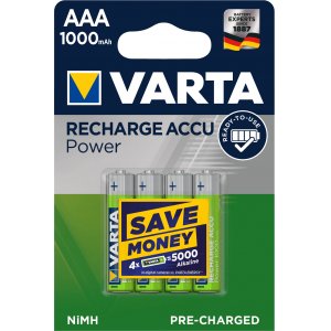 Varta Power Pila Recargable Ready2Use Micro AAA HR03 LR03 blster 4uds. 1000mAh