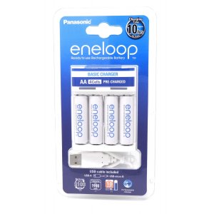 USB Cargador Panasonic eneloop BQ-CC61USB incl. 4x pilas recargables AA eneloop 1,9Ah y Cable Micro USB