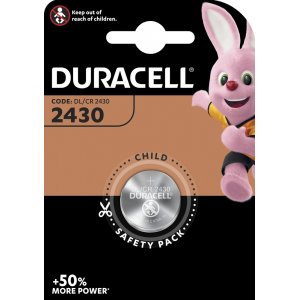 Pila de botn de Litio Duracell CR2430, DL2430 blster 1Ud.