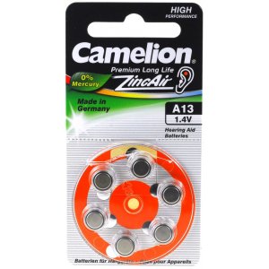 Camelion pila de audfono 13AE / A13 / DA13 / PR48 / PR754 / V13AT / ZL13 blster 6uds.