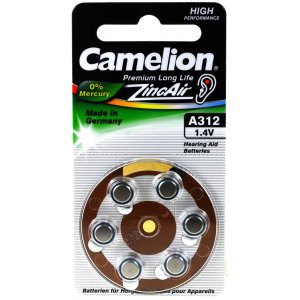 Camelion pila de audfono 312AE / A312 / AE312 / DA312 / V312AT / PR736 / ZL312 blster 6uds.