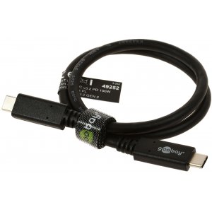 Goobay USB-C a USB-C PD (Power Delivery) cable de rpida carga y sincronizacin 0,5m 5A
