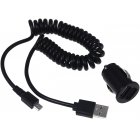 Cargador de Coche 12-24V 2 x USB incl. USB Cable Espiral con Micro USB